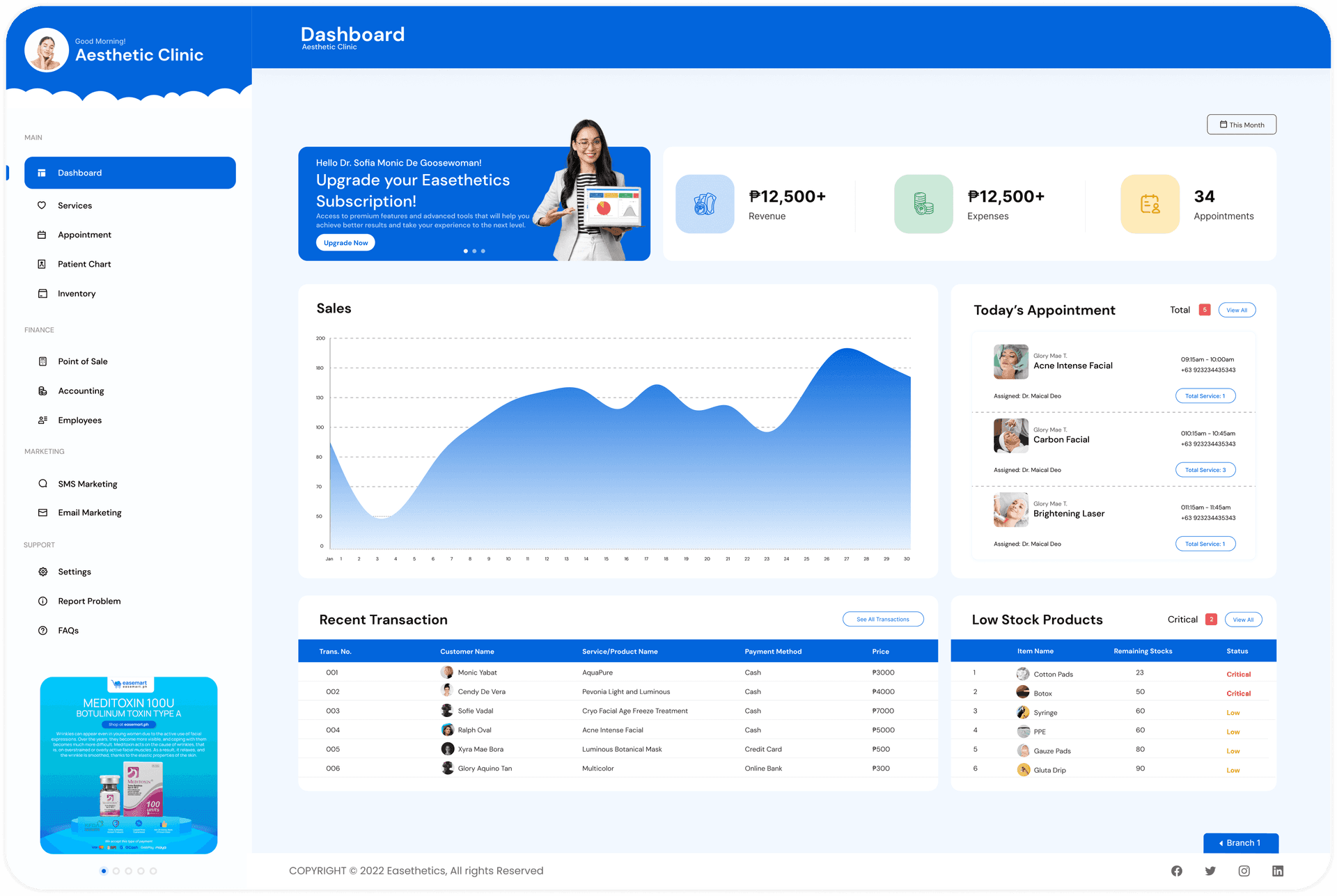 Easethetics Dashboard